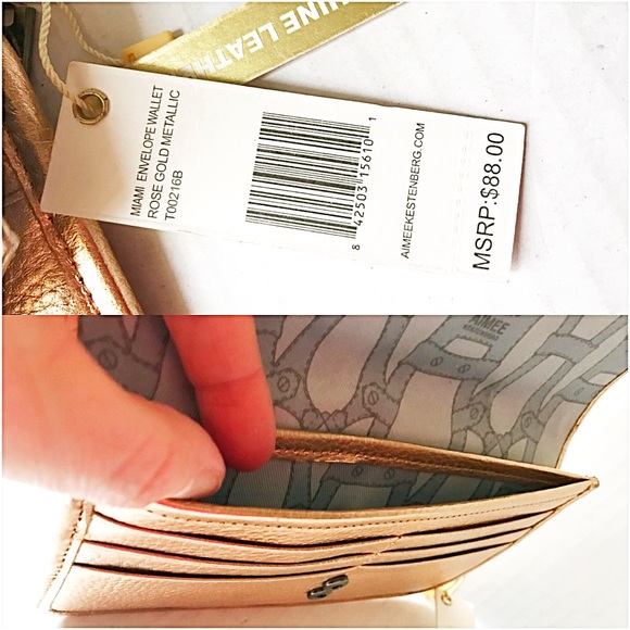 AIMEE KESTENBERG Rose Gold Leather Wallet NWT - Picture 6 of 7